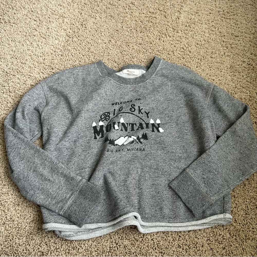 Madewell grey graphic Montana cropped sweatshirt